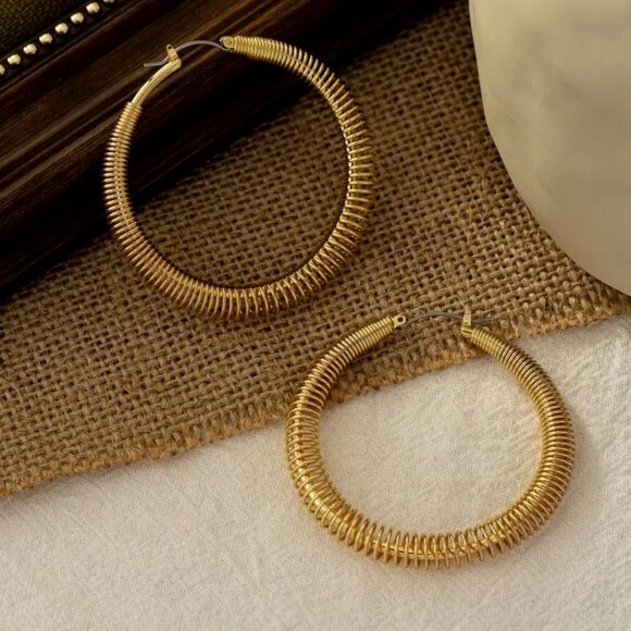 14K Gold Womens Twisted Braided Wire Round Hoop Earrings 14 Karat Silver Jewelry